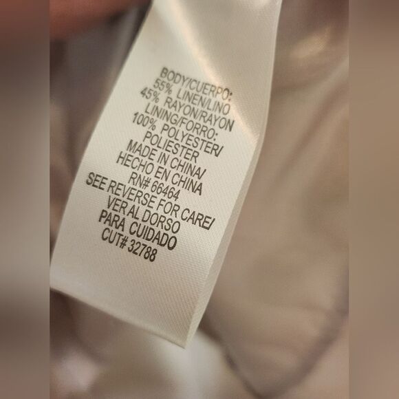 Sandra Darren 14 Cream LINEN Blend Lined Zipper Pleated Women Knee Length Dress - Picture 8 of 8